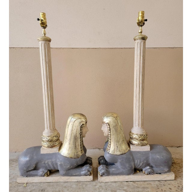 Bugatti-Style 1960s Sphinx Lamps - a Pair For Sale - Image 12 of 12