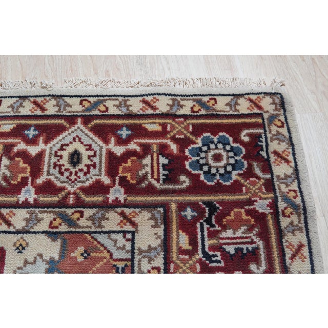 Ivory 8x10 Sophisticated Radiant Ivory Floral Medallion Hand Knotted Wool Carpet Rug For Sale - Image 8 of 9