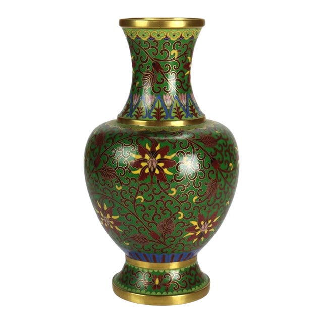 Chinese Cloisonne Floral Enameled Vase 20thC For Sale