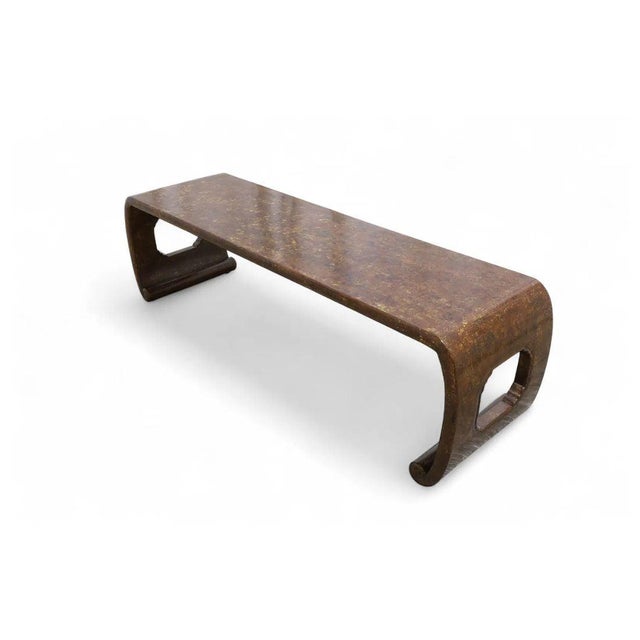 Chinoiserie Chinoiserie Style Painted Brown and Gilt Waterfall Coffee Table For Sale - Image 3 of 5