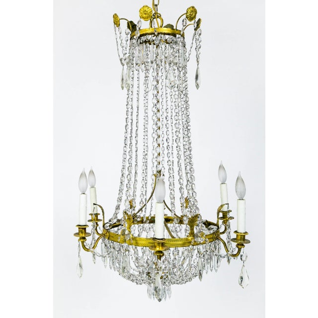 1920s Regency Tent and Bag Crystal Brass Chandelier For Sale - Image 11 of 11