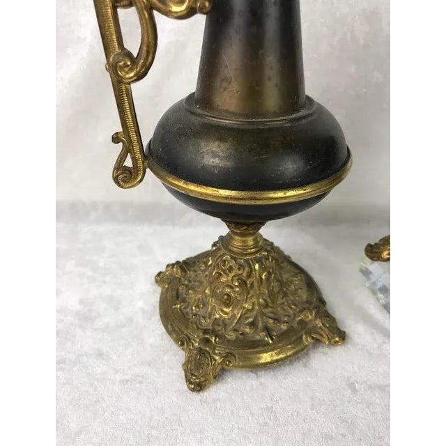 Late 19th Century Vintage Elegant Brass Mantel Pitchers / Ewers - a Pair For Sale - Image 5 of 12