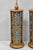 Mid-Century Modern Vintage Modeline Mid Century Modern Walnut & Blue Stained Glass Table Lamps Pair For Sale - Image 3 of 14