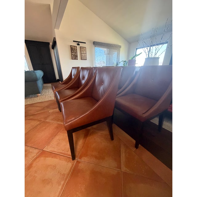 West Elm- Set of 8- Leather Dining Chairs For Sale - Image 11 of 12