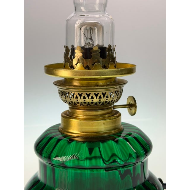 Mid-Century Modern Dagmar Mini Table Lamp in Emerald Green Glass from Holmegaard, Denmark, 1970s For Sale - Image 3 of 8
