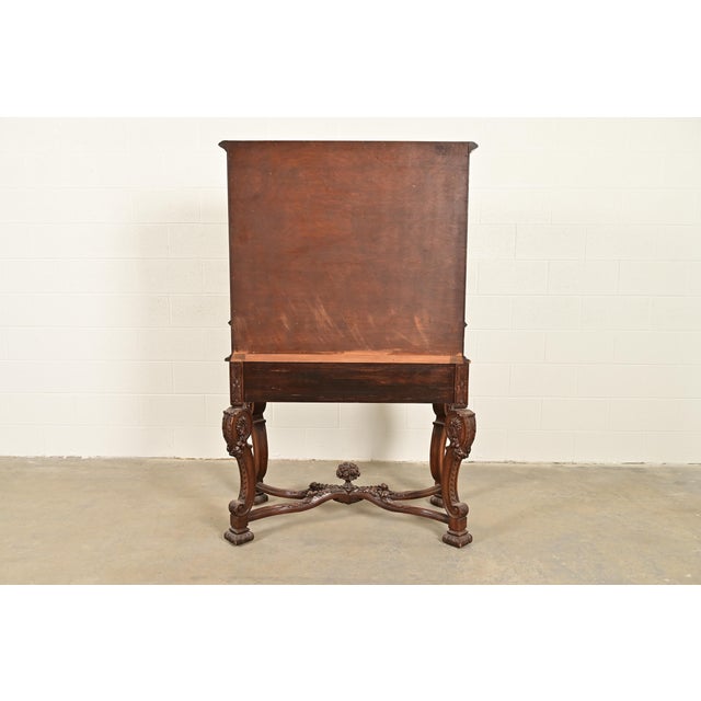 Antique French Renaissance Revival Carved Walnut Bookcase or Bar Cabinet, Circa 1890s For Sale - Image 14 of 15