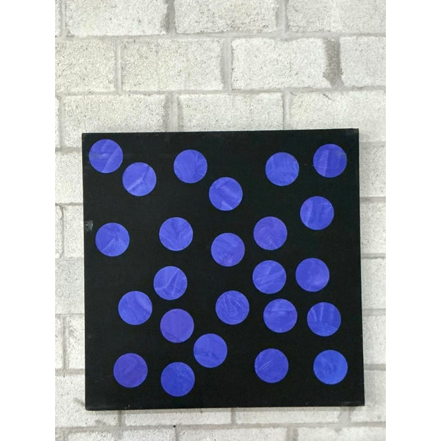 Late 20th Century Vintage Boho Abstract Geometric Oil on Canvas For Sale - Image 5 of 6