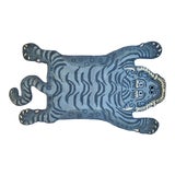 Vintage Blue Tibetan Tiger Hunting Shape Persian Rug For Sale