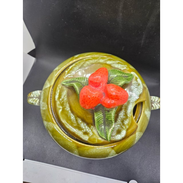California Pottery USA 895 Soup Tureen Strawberry Lid - Vintage Collectible