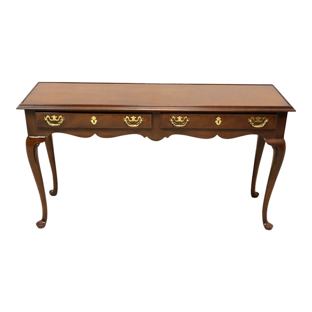 Drexel Cherry Wood Queen Anne Console Table - Vintage 1970s For Sale