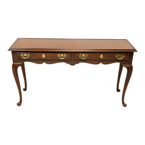 Drexel Cherry Wood Queen Anne Console Table - Vintage 1970s