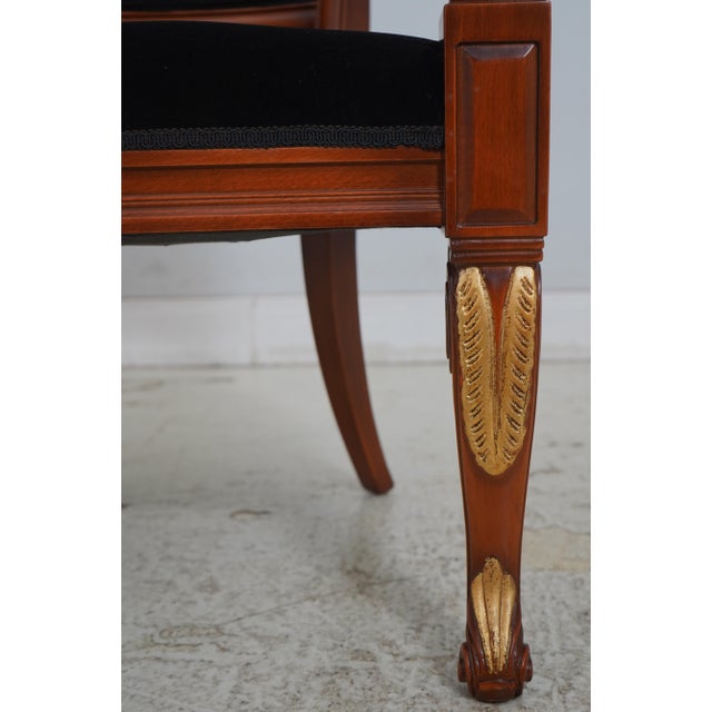 Wood Pair of Neoclassical Napoleonic Gilt Accent Open Armchairs For Sale - Image 7 of 18