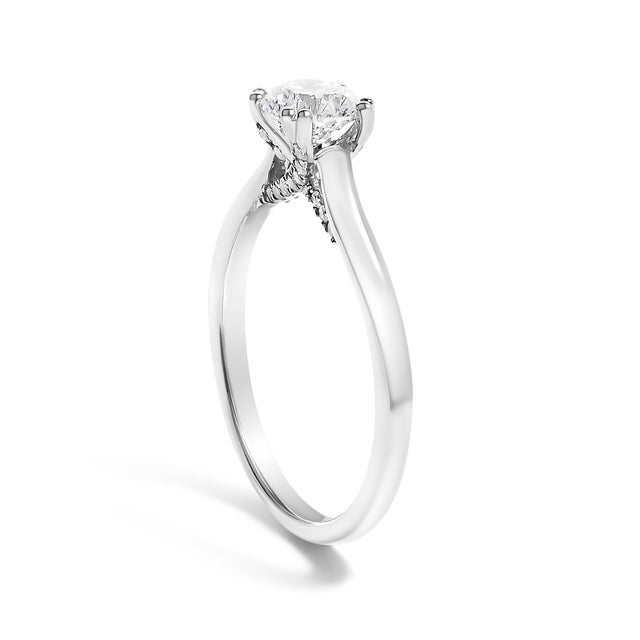 Haus of Brilliance 14K White Gold 7/8 Cttw Lab Grown Diamond Solitaire Cathedral Style Engagement Ring (F-G Color, VS1-VS2 Clarity) - Size 5 For Sale - Image 4 of 6