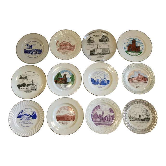 Vintage Mid-Century Alabama Church Plates - Set of 12 For Sale