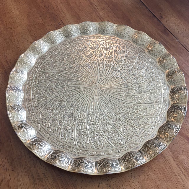 Vintage Sena Turkish Brass Round Serving Tray Chairish
