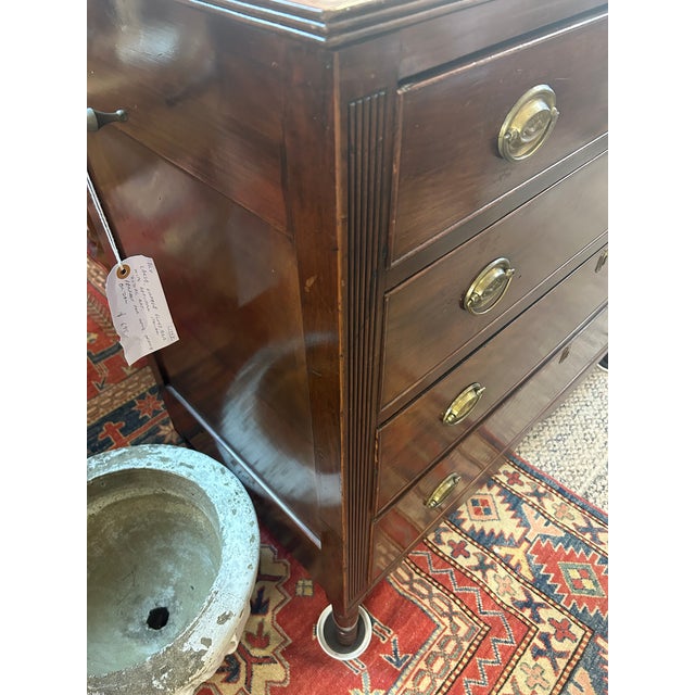 Antique 4 Drawer Sheraton Style Mahogany Chest of Drawers For Sale - Image 4 of 12