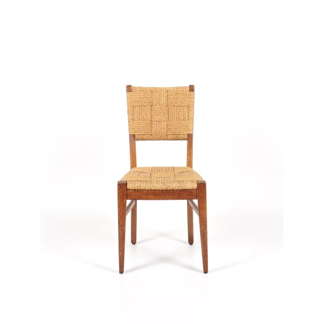 Vintage Oak and Rope Chairs by Adrien Audoux & Frida Minet, 1950, Set of 4 For Sale - Image 9 of 11