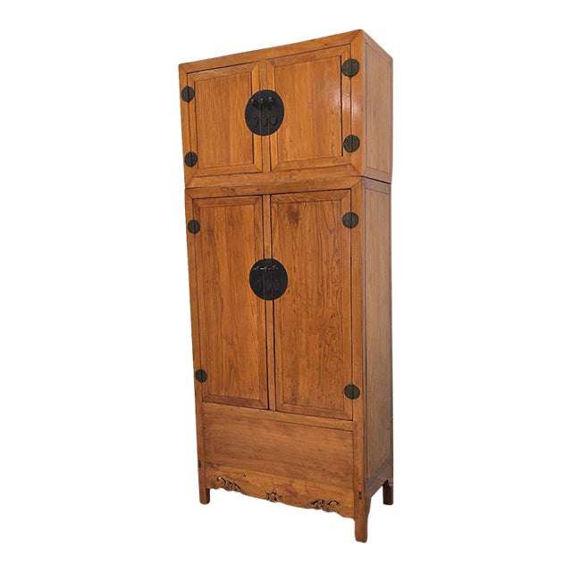 Late 19th Century 8-Foot-Tall Qing Dynasty Wedding Cabinet / Wardrobe For Sale