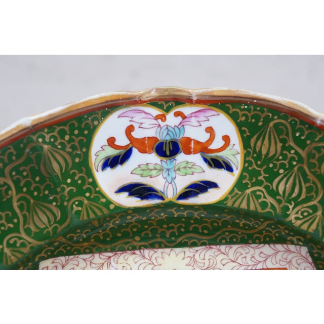 Late 19th Century Antique Ashworth Brothers Trophies Green Ironstone Dinner Plate 10" For Sale - Image 5 of 14