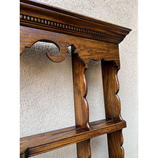 Antique English Oak Wall Shelf Plate Rack Arts & Crafts Country House C1900 For Sale - Image 11 of 18