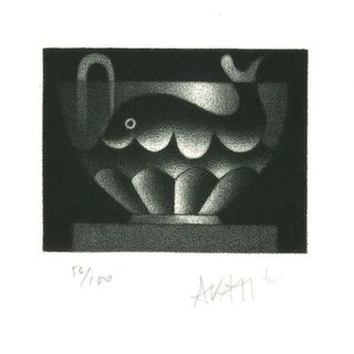 Whale in Cup - Original Etching on Paper by Mario Avati - 1970s 1970s For Sale