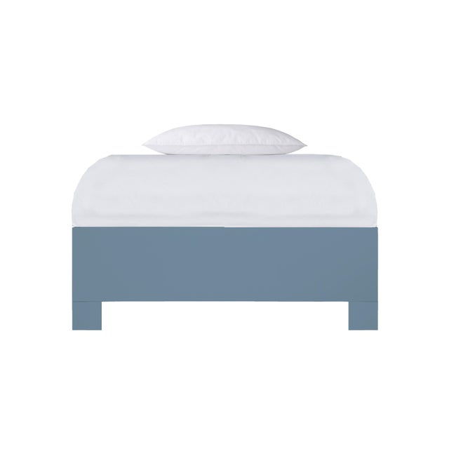 Wood Silas Platform Bed Twin Extra Long - Regatta Blue For Sale - Image 7 of 12