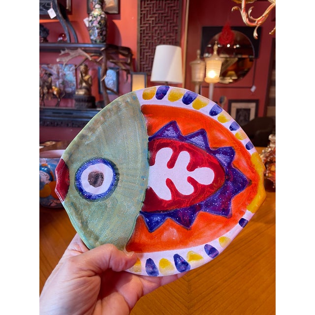 Folk Art Vintage Desimone Fish Plate For Sale - Image 3 of 4