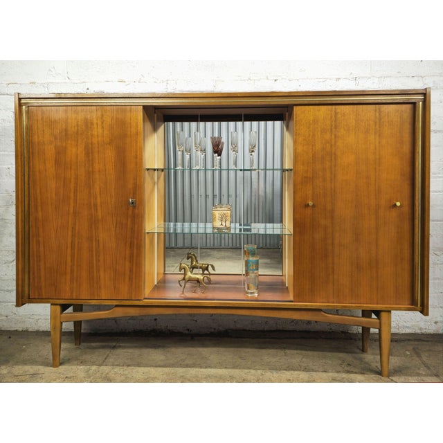 1960s Slim Slick Danish Modern Mid Century Modern Teak Sideboard Bar Cabinet For Sale - Image 4 of 12
