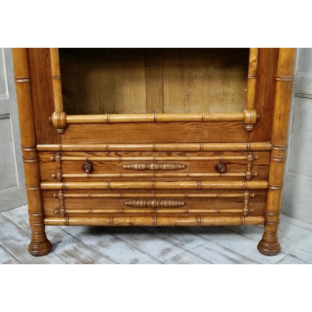 Wood Victorian Glazed Faux Bamboo Bookcase, 1880s For Sale - Image 7 of 11
