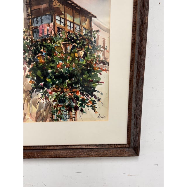 Luis Balcony Limeno Framed Watercolor, Circa 1999 For Sale In San Francisco - Image 6 of 12