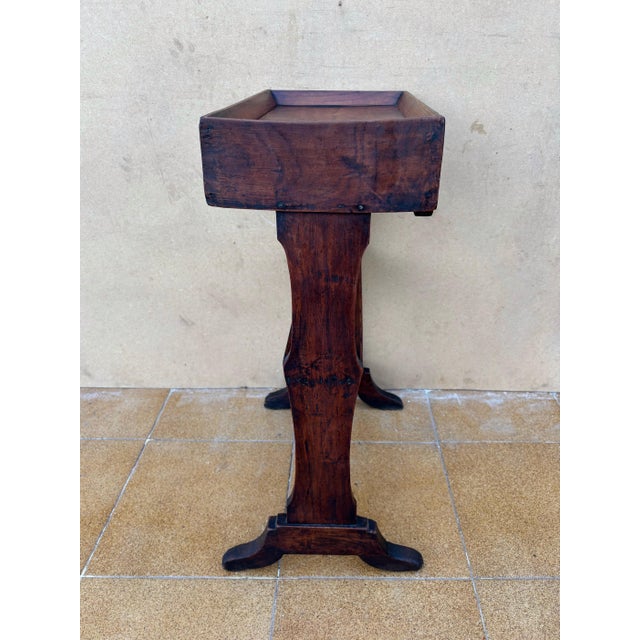 Spanish Rustic Chestnut Side Table with Drawer, 20th Century For Sale - Image 6 of 9