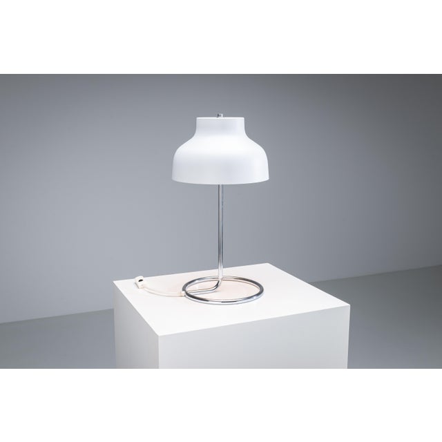 Chromed Table Lamp with Metal Shade and Curved Frame, 1970s For Sale - Image 12 of 12