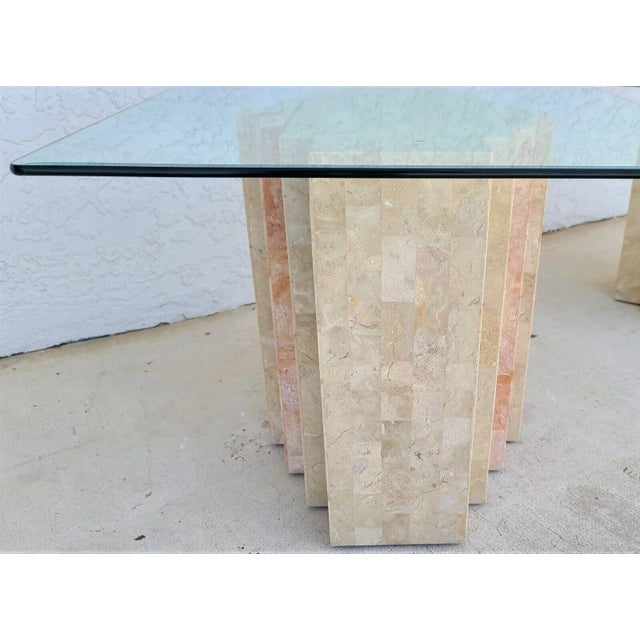 Maitland Smith Style Side End Table 2 Tone Tessellated Stone Brass Inlay For Sale In Miami - Image 6 of 12