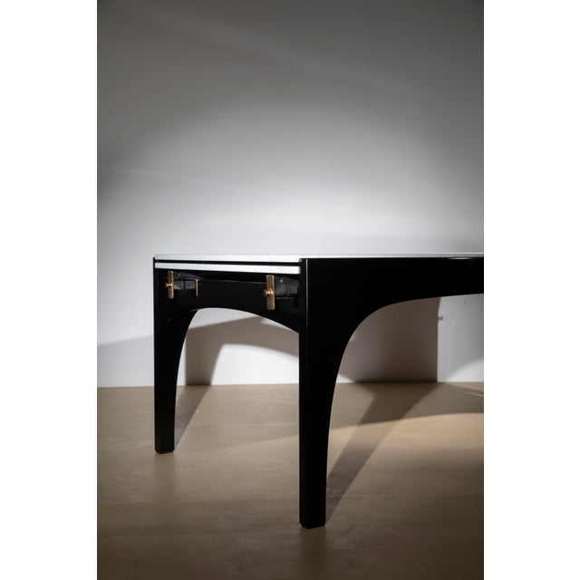 Black Large Extendable Marble and Lacquered Wood Dining Table by Ignazio Gardella for Misura Emme, Italy, 1985 For Sale - Image 8 of 11