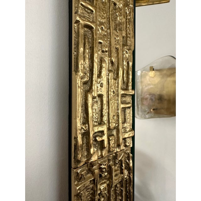Metal Gilt Brass Sculpture Mirror by Luciano Frigerio, Italy, 1970s For Sale - Image 7 of 13