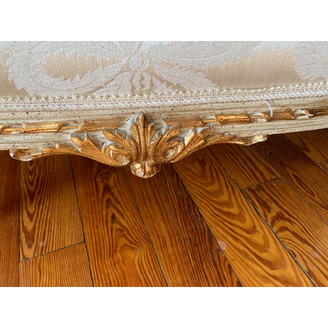 Wood Late 20th Century Louis XV Style Bergère Chair Silk Damask Parcel Gilt For Sale - Image 7 of 12