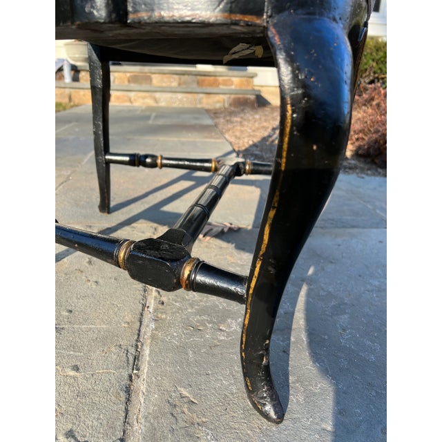 Early 20th Century Black Lacquered and Gilt Shell Back Armchair For Sale - Image 9 of 12