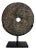 Vintage Black Stone Modern Minimalist Chiseled Disk on Stand Large For Sale