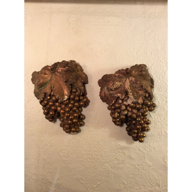 1940s Gilded Grape Wall Pockets - Pair For Sale - Image 11 of 12