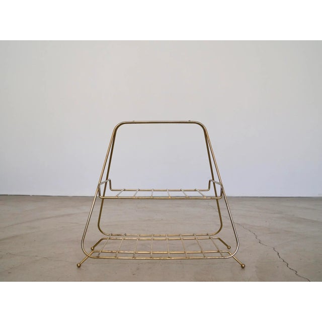 Mid-Century Modern 1950's Mid-Century Modern Atomic Brass Magazine Rack For Sale - Image 3 of 13