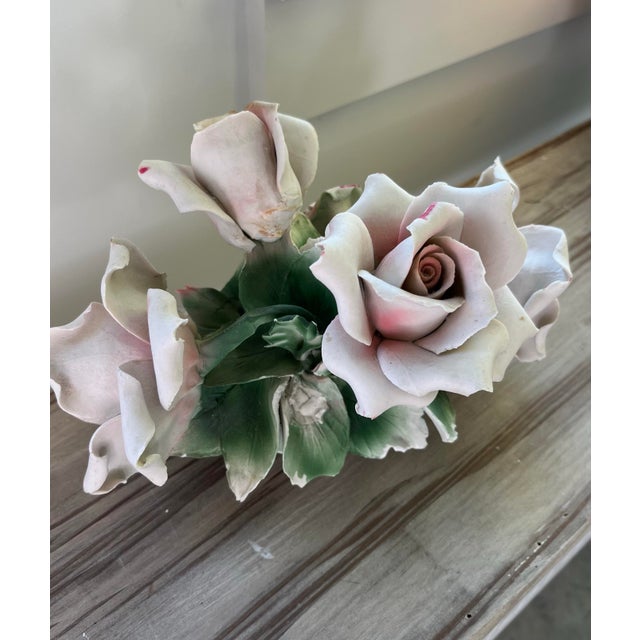 Mid 20th Century Capodimonte Matte Basket of Roses Centerpiece For Sale - Image 12 of 12