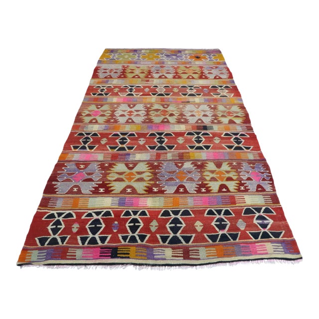Anatolian Kilim Turkish Rug-4′11″ × 8′11″ For Sale