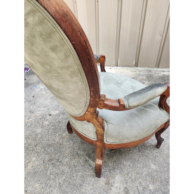 Green Victorian Armchair For Sale - Image 4 of 13
