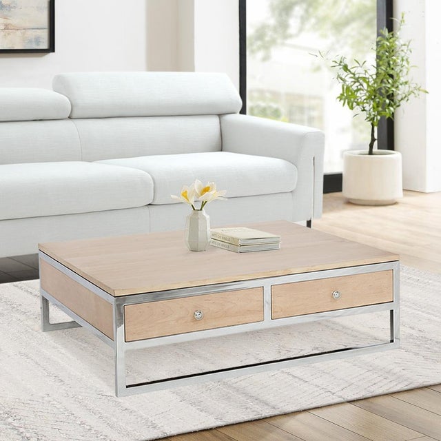 Pasargad Home Arden Square Modern Coffee Table With 2 Drawers For Sale In New York - Image 6 of 7