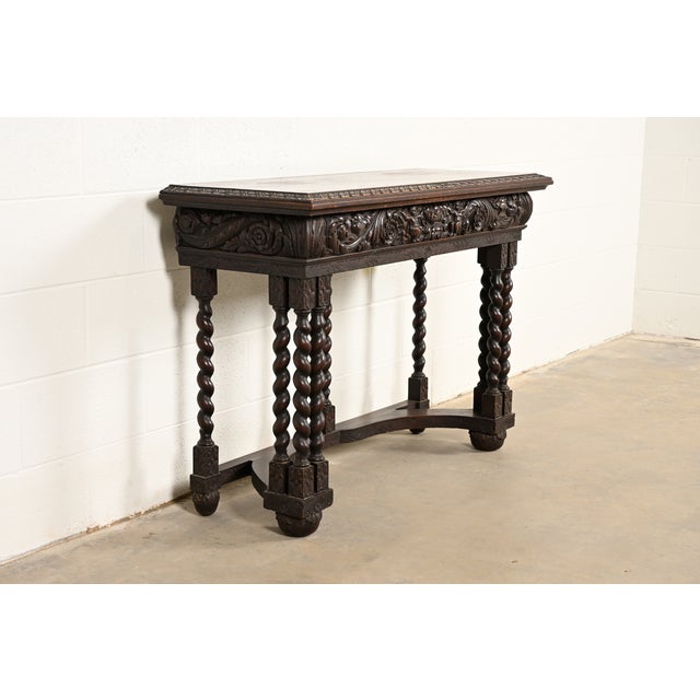Victorian R. J. Horner Renaissance Revival Carved Oak Console Table, Circa 1890s For Sale - Image 3 of 11