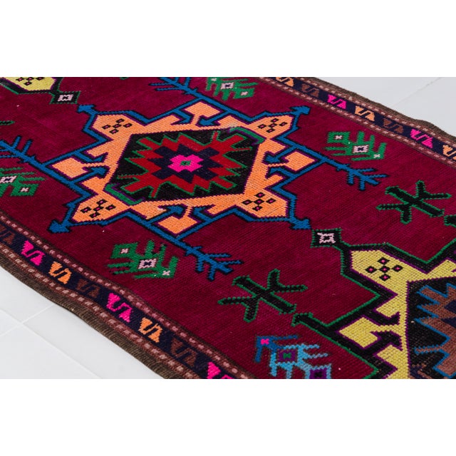 Multicolour Vintage Hallway Runner For Sale - Image 4 of 10