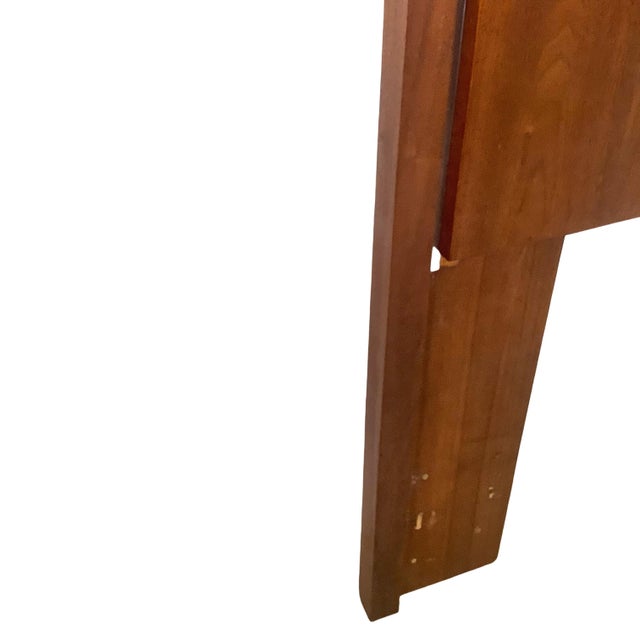 Mid-Century Modern Walnut Headboard With Chrome Inlay- Queen For Sale - Image 10 of 16