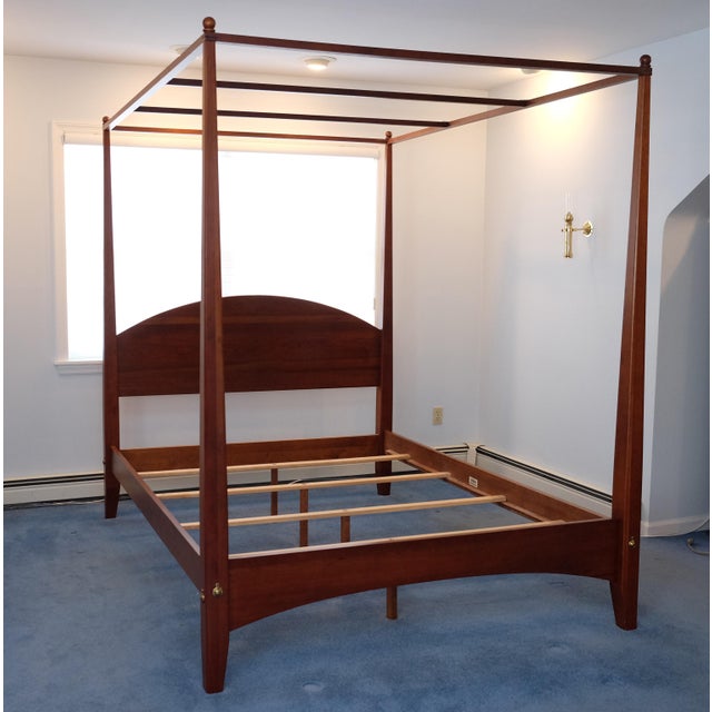 Early American Ethan Allen Pencil Queen 4Post Bed Frame With Canopy