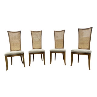 Vintage Mid Century Modern Cane Back Dining Chairs Set of 4 For Sale