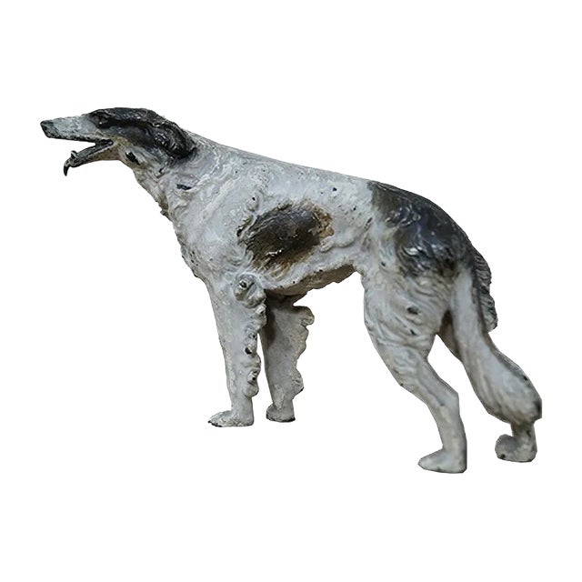Painted Bronze Borzoi For Sale